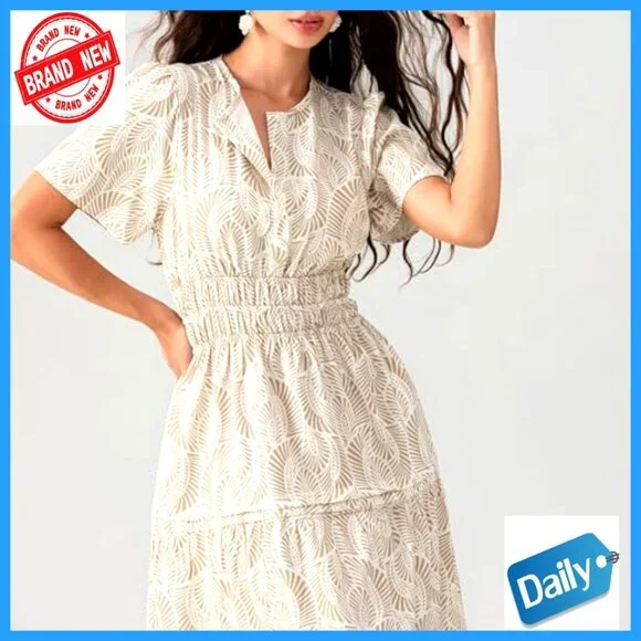 Short Sleeve V-Neck Maxi Dress with Smocked Waist and Pockets - Picture 7 of 7